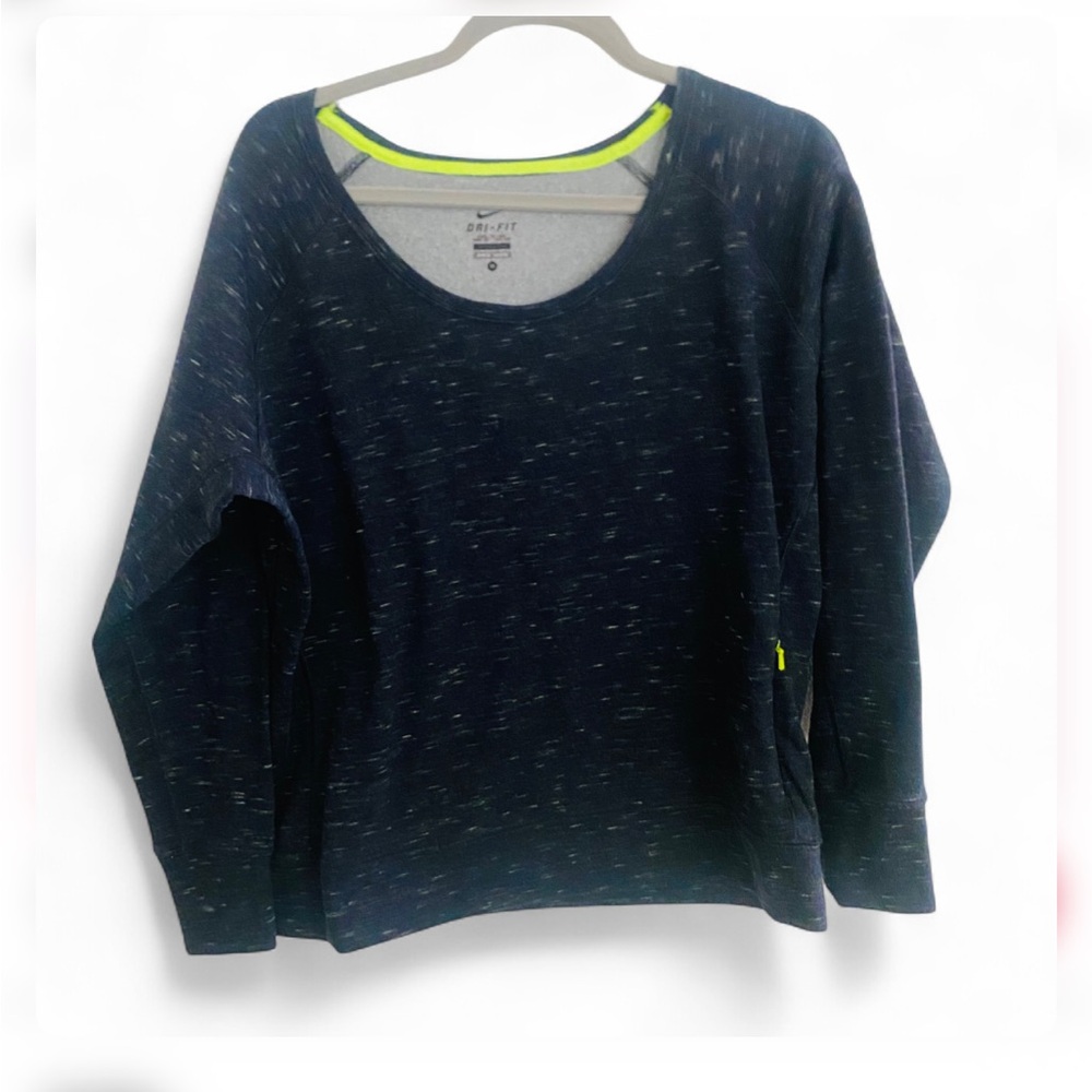 NIKE DRI FIT NAVY BLUE LONG SLEEVE SCOOP NECK SWEATSHIRT SIZE MEDIUM